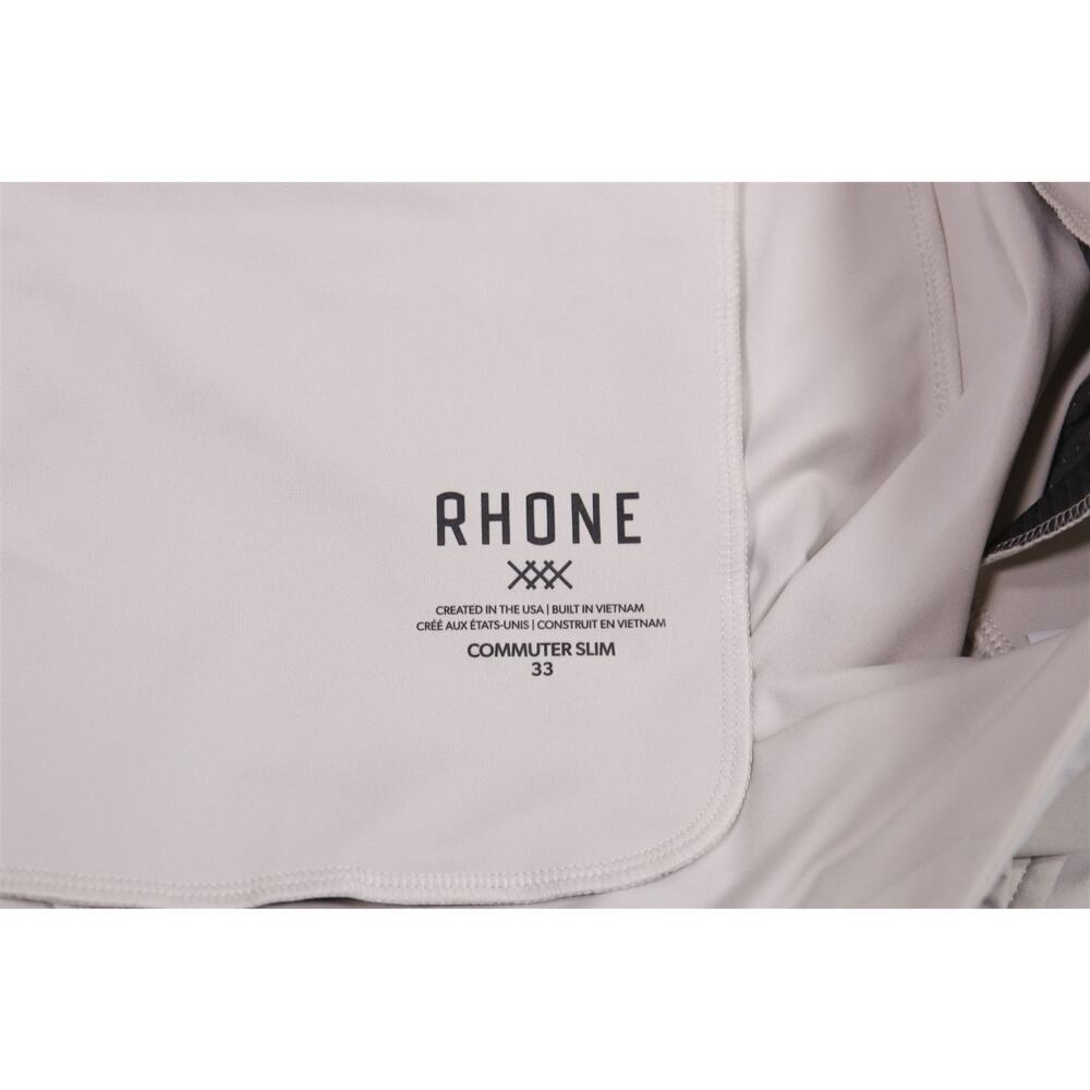 Rhone Commuter Slim Mens Stone Light Khaki Flat Front Performance Pants 33x33 - Picture 7 of 8